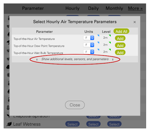 Image depicting link to additional parameters in Cardinal