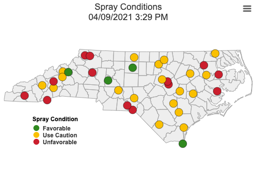 Example map with spray condition favorability.