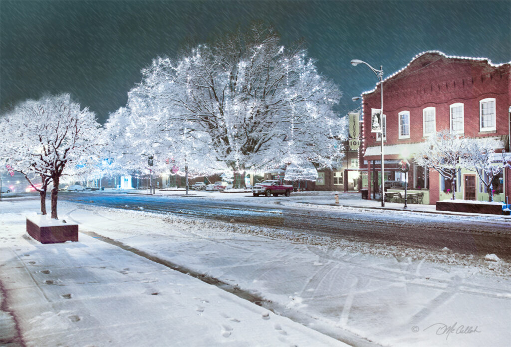 A photo of snow in downtown Mocksville in December 2010
